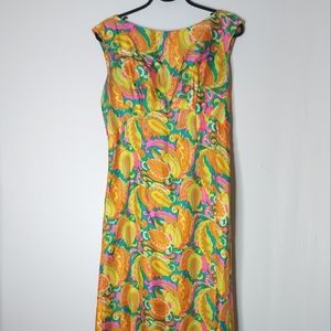 🌈Vintage 60s bright paisley summer dress